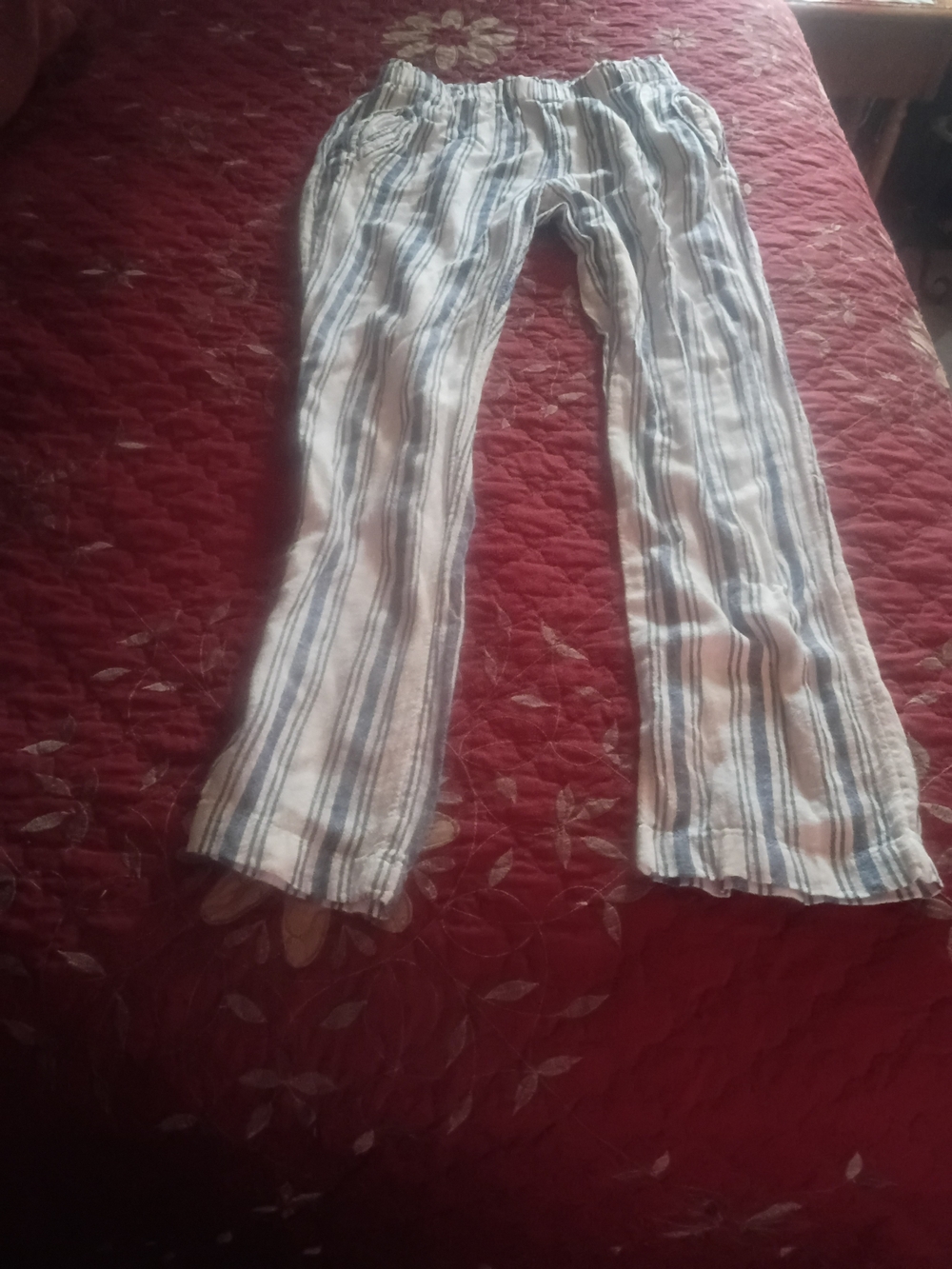 Striped Lightweight Lounge Pants in White and Blue